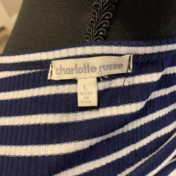 Charlotte Russe | Blue Striped Flair Sleeve Dress - Picture 8 of 8